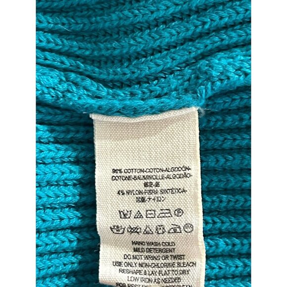 New Free People Downtown Teal Blue Asymmetrical Ribbed Boho Sweater - Picture 8 of 10